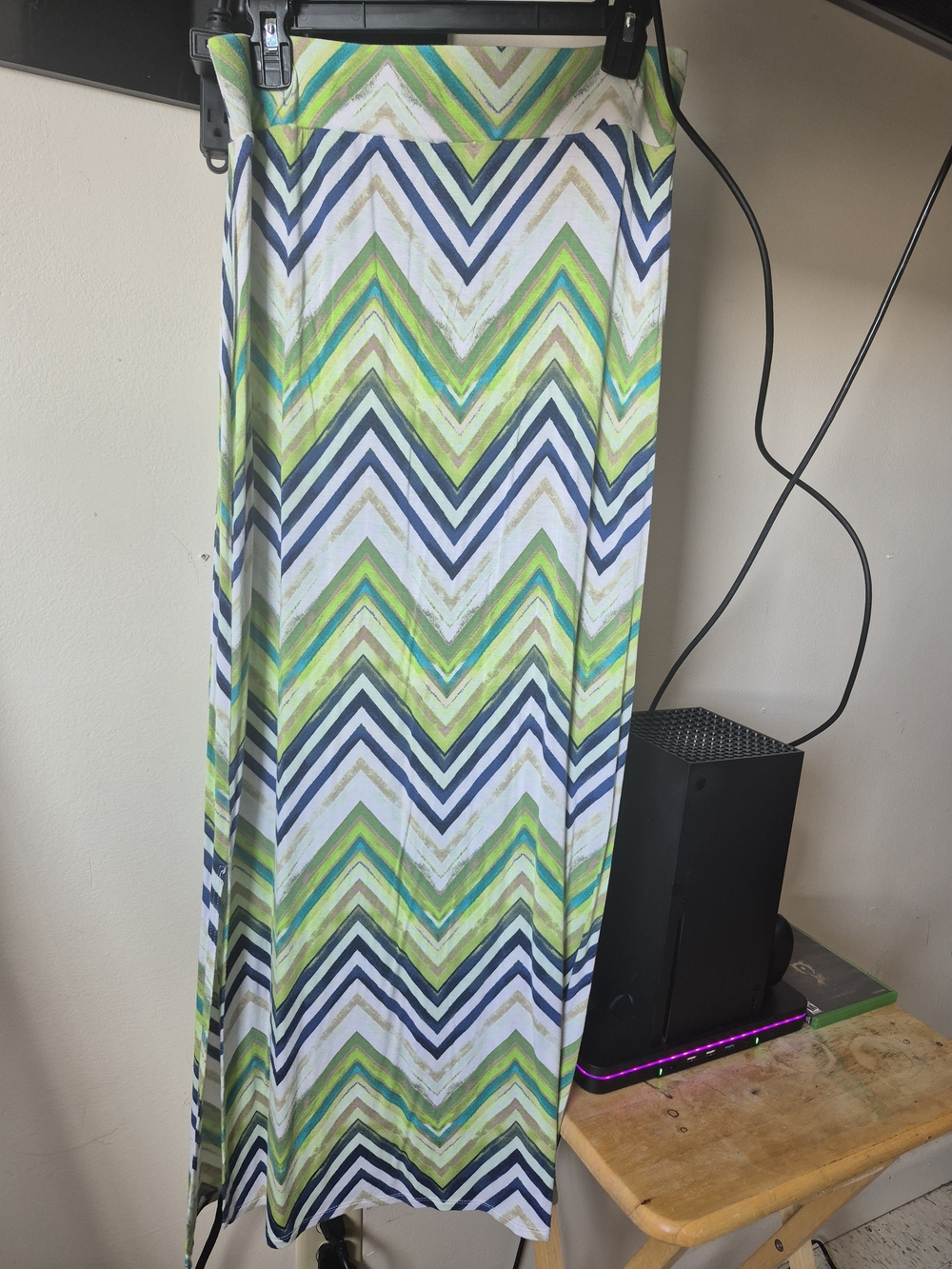 a.n.a Green, Lime & Navy Chevron Panel Curtain